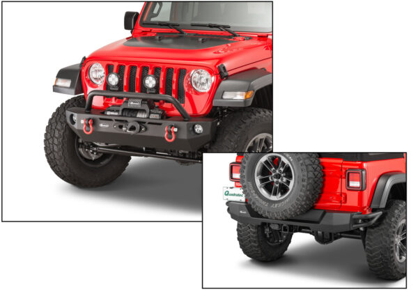 Quadratec QRC Front Winch Ready Bumper with Rear Bumper for 18-25 Jeep Wrangler JL and 20-25 Gladiator JT